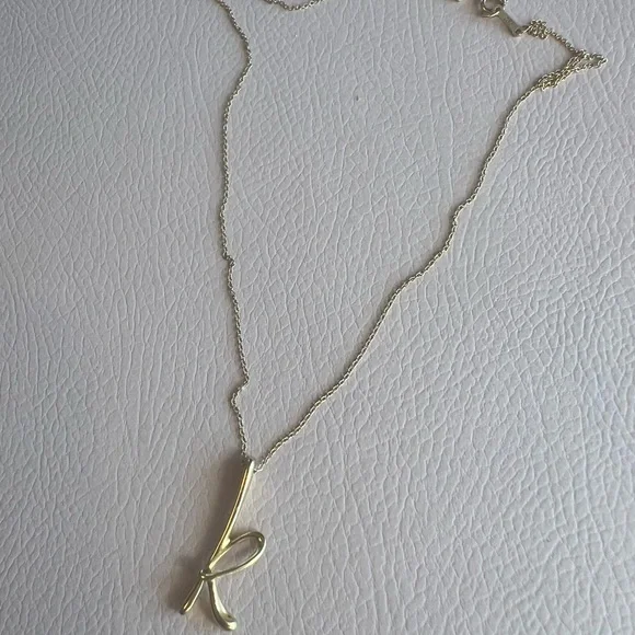 Tiffany & Co. Elsa Peretti Yellow Gold 'K' Necklace - Picture 4 of 7